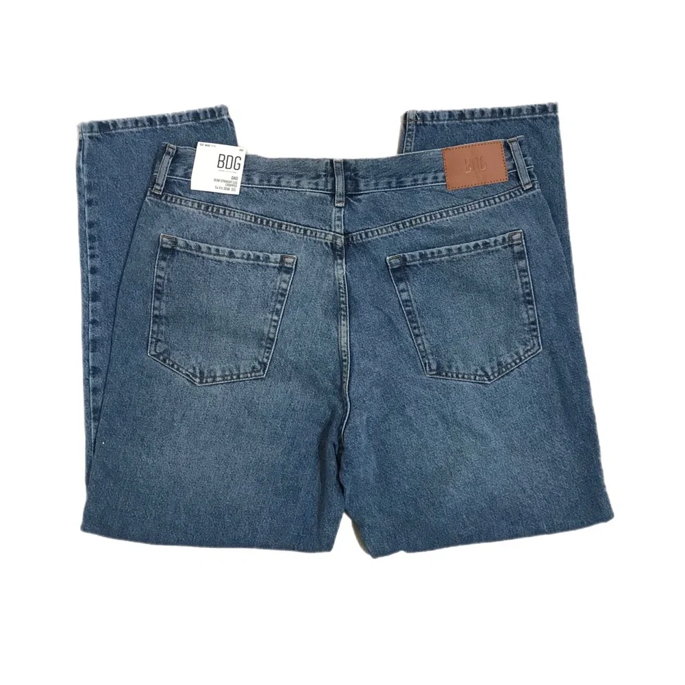 BDG Urban Outfitters Medium Wash Dad Slim Straight Leg Cropped Jean - Picture 3 of 11
